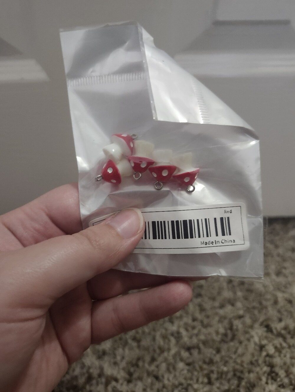 Kids Red Mushroom Charm Set - Pack of 4